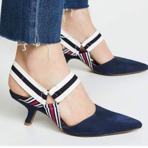 Jaggar Active Navy Sling Back Pumps